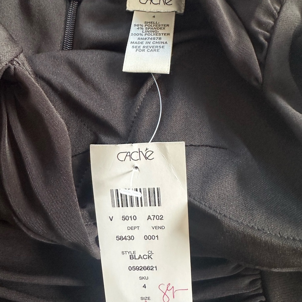 Cache Black Ruched Mini Dress - Picture 3 of 4